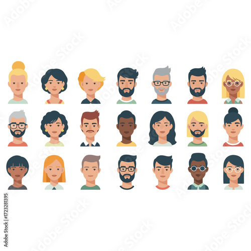 Collection of diverse illustrated people avatars.