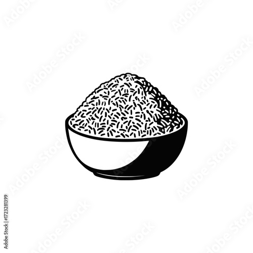 Chinese cuisine symbol. Bowl of rice sign