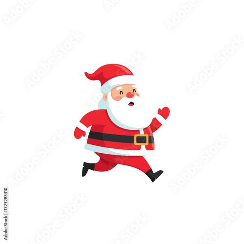 Running Santa Claus Character Illustration.
