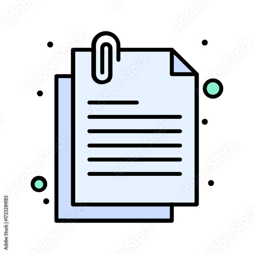 Document with Paperclip Icon - Simple and Clean Graphic Representing Notes, Information, and Organization