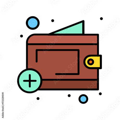 Concept of adding money to a digital wallet or personal finance account with plus symbol
