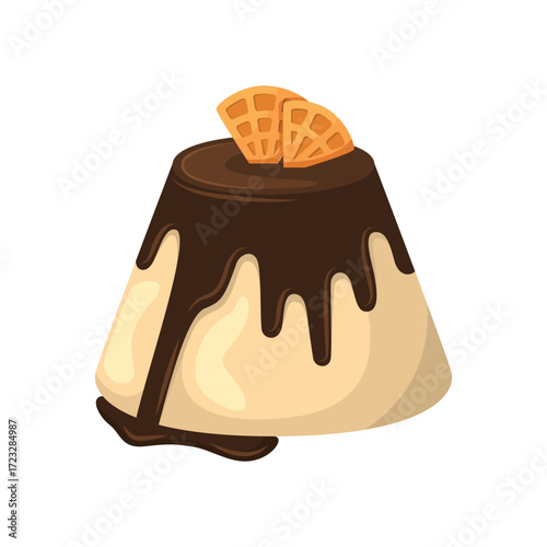 Dessert with chocolate and wafers