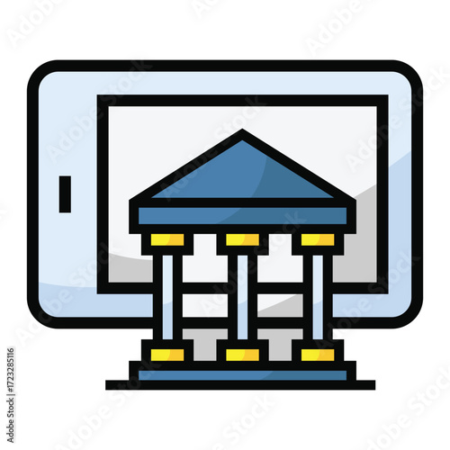 Digital banking icon on a tablet screen