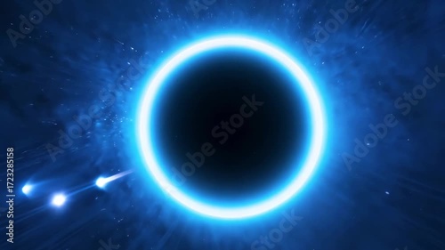 Wallpaper Mural A thin circular band of blue light rays slowly rotating in space, cosmic horizon or wormhole edge. The center remains dark, keeping it low-composition but visually striking 4k video Torontodigital.ca