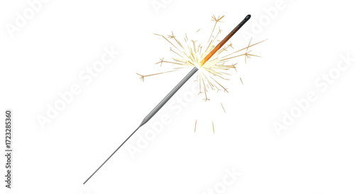 Sparkling sparkler ignites with bright golden embers creating a festive and joyful celebration atmosphere, perfect for holidays