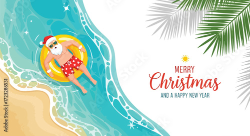 Escape to paradise with Santa on a tropical beach this Christmas season - enjoy the sun, sand and sea for a happy holiday celebration