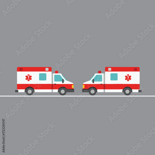 Emergency Medical Services Two Ambulances on the Road, Ready to Respond to Any Incident