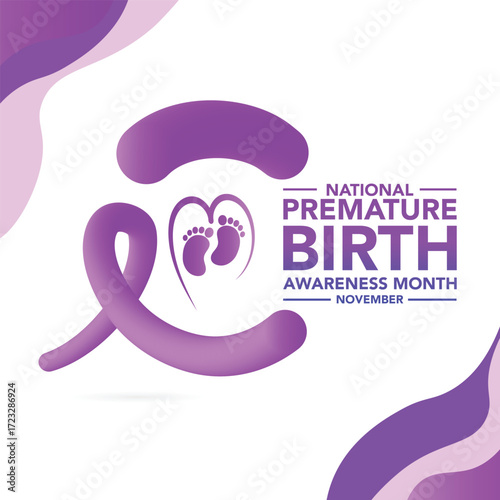 Premature birth awareness month is observed every year in November. November is national prematurity awareness month. Vector template for banner, greeting card, poster with background.