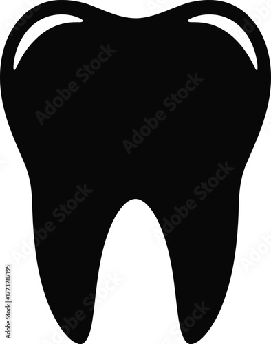 Black molar tooth silhouette graphic medical dental health concept vector