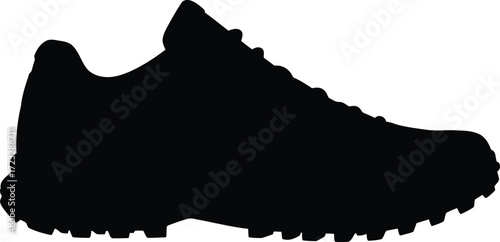 Silhouette of a rugged trail running shoe for outdoor adventure and sports vector