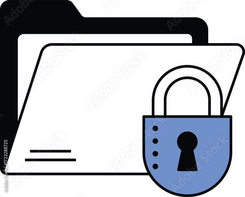 Black folder icon with blue padlock and keyhole symbol file document