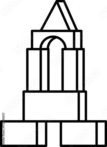 Abstract Architectural Structure Built with Toy Blocks in Black and White Style