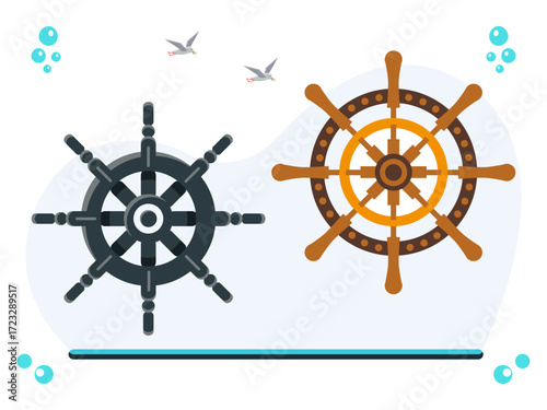 Ship Wheel Concept Illustration Vector Style