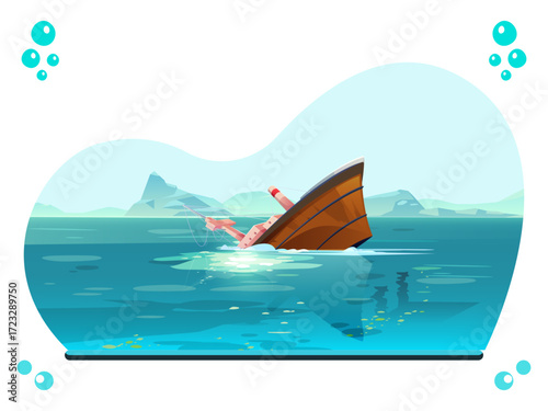 Ship Sinking Concept Illustration Vector Style