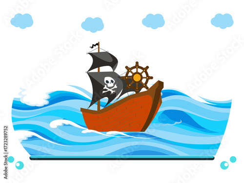 Pirate Ship Concept Illustration Vector Style