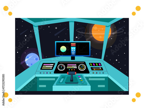 Space Control Panel Concept Illustration Vector Style