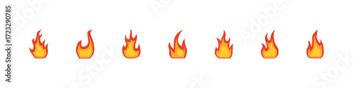 Flame sign. Fire icon set. Isolated fire vector set. Red flame icon set.