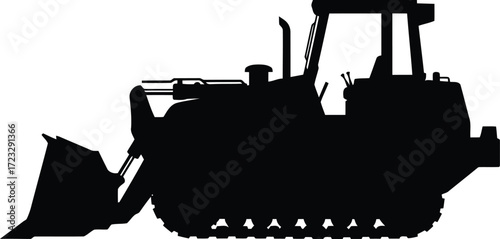 Silhouette bulldozer construction vehicle heavy machinery construction site equipment vector
