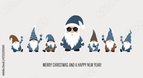 Charming gnomes celebrating Christmas and New Year in a whimsical design that brings holiday joy and delightful winter spirit to your project
