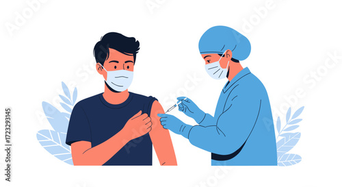 Doctor giving vaccination to a patient in a clinic.