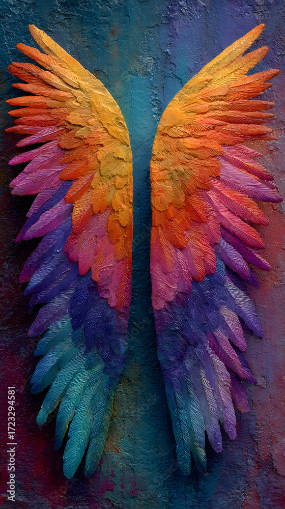 Obraz premium Rainbow Angel Wings Abstract Spiritual Art