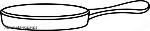Stylized black and white drawing of a frying pan kitchen utensil design