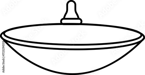 Monochrome Illustration of a Classic Dreidel Toy with Spinning Handle