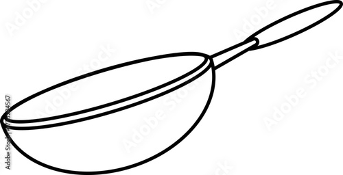Monochrome illustration of a frying pan, perfect for culinary designs and cooking