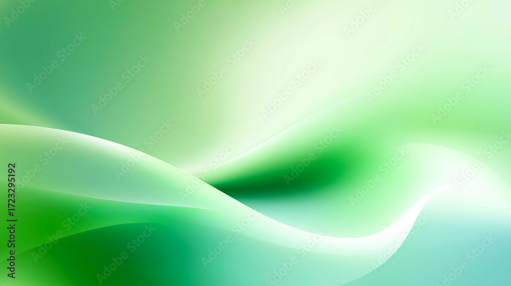 Fototapeta premium 爽やかな緑と光の曲線が描く抽象背景(IT・ビジネス・環境)