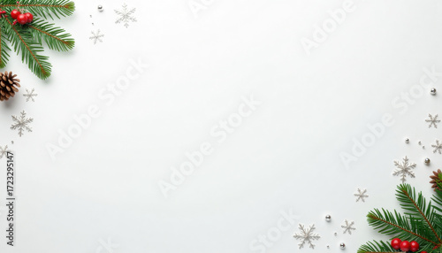 Wallpaper Mural Christmas banner. Christmas border with pine branches on white background Torontodigital.ca
