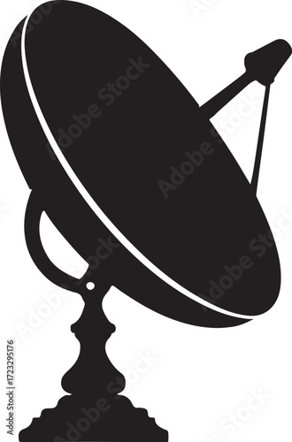 satellite dish antenna silhouette, black and white silhouette, vector and illustration