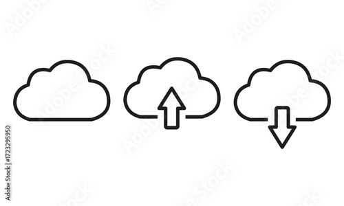 Vector of cloud icon with upload arrow and download arrows