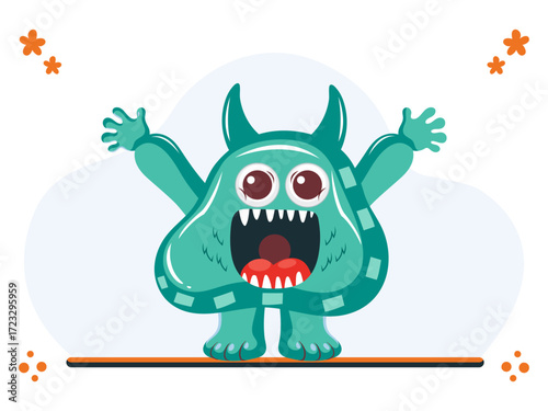 Cute Monster Concept Illustration Vector Style