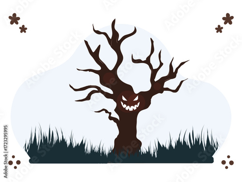 Scary Tree Concept Illustration Vector Style