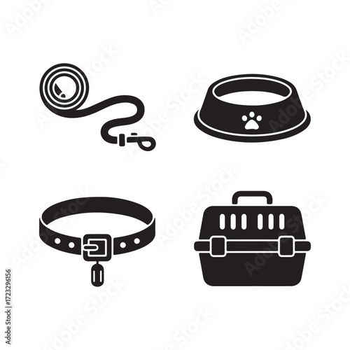 Pet Accessories Silhouette Vector Set
