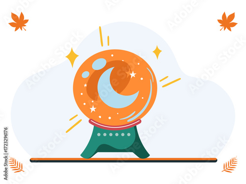 Crystal Ball Concept Illustration Vector Style
