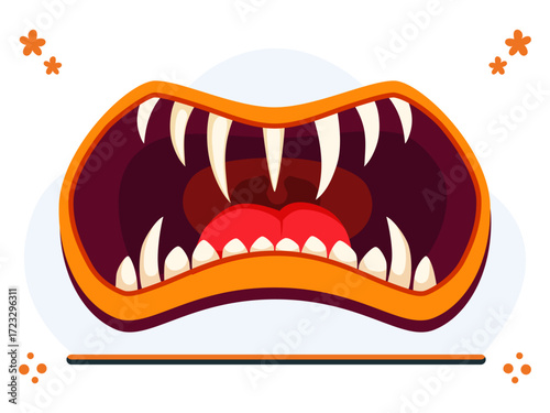 Demon Mouth Concept Illustration Vector Style