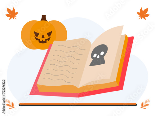 Halloween Book Concept Illustration Vector Style