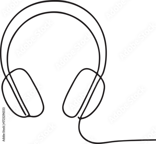 headphone line art silhouette vector illustration