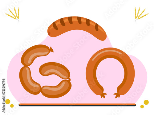 Sausages Concept Illustration Vector Style