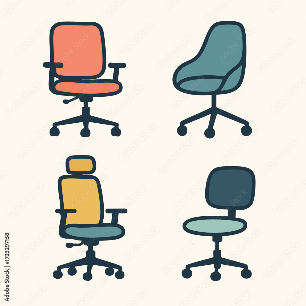 Fototapeta premium Office Chair Variety Pack Illustrations.