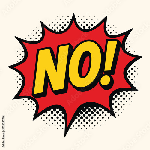 Red comic explosion with the word NO in yellow.
