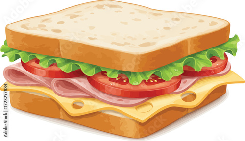 Gourmet ham cheese sandwich fresh lettuce tomato delicious meal vector