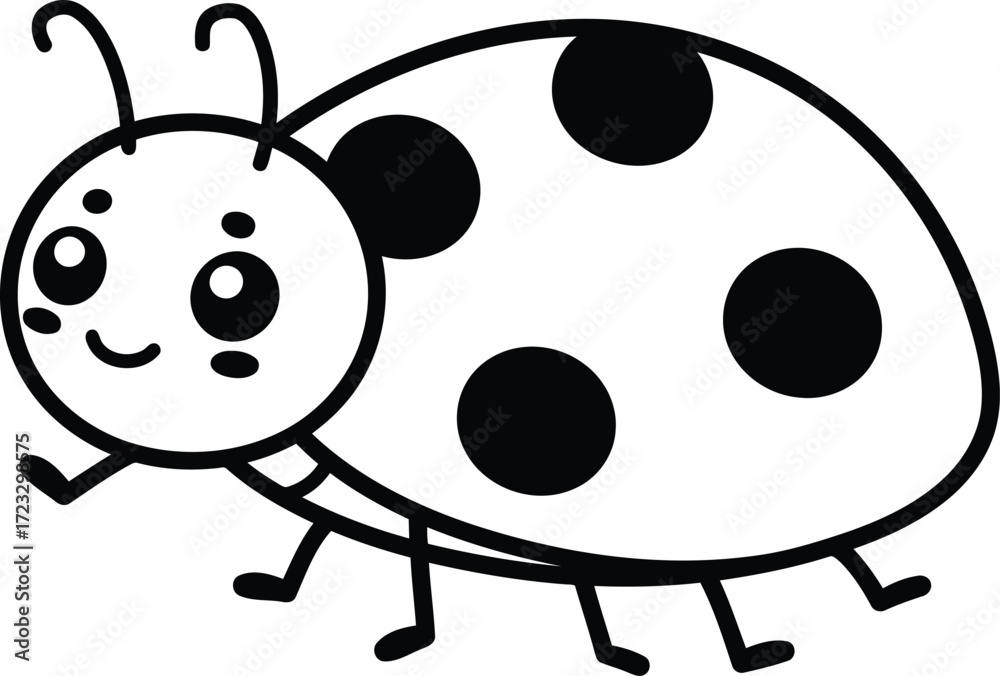 Obraz premium Cute ladybug illustration simple hand drawn insect art for kids vector