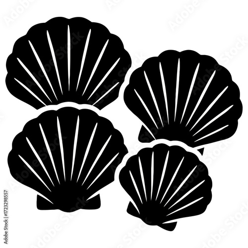 Silhouette illustration of seashells collection marine ocean nature design