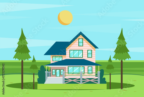 Bungalow Concept Illustration Vector Style