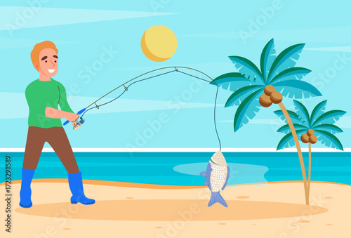 Fishing Concept Illustration Vector Style