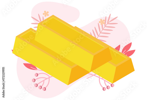 Gold Ingot Concept Illustration Vector Style