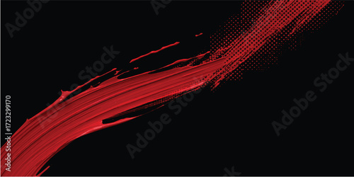High Contrast Red Brush Stroke Abstract, Dynamic Paint Texture for Energetic Visuals