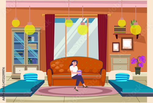 Free Hotel Room Concept Illustration Vector Style